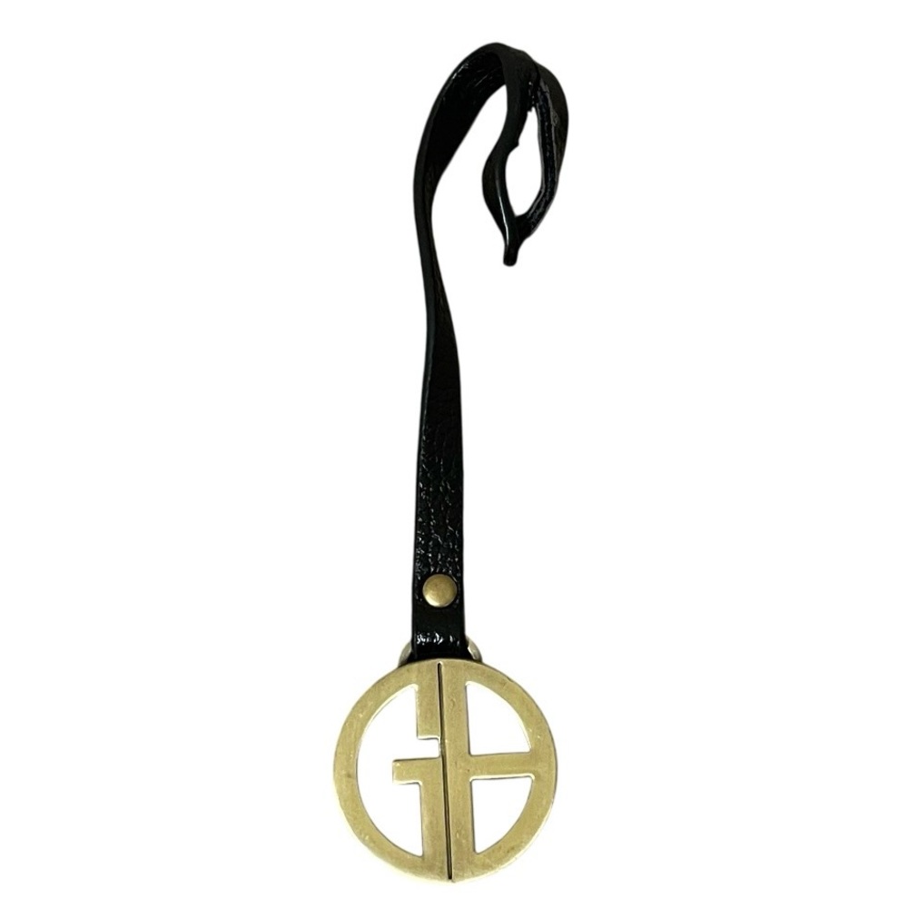 Giani Bernini Black Leather Purse Bag Hangtag Gold GB Logo Medallion Logo
Charm
